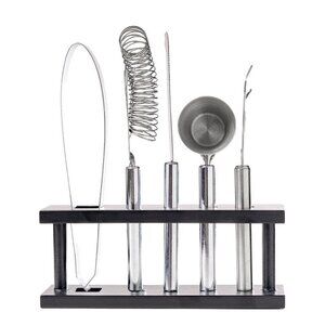 Protocol 6-Piece Stainless Steel Bar Tool Set and Wooden Stand